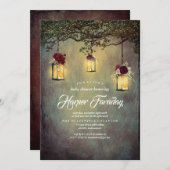 Lantaarns Rustiek Land Bloemen Baby shower Kaart (Voorkant / Achterkant)