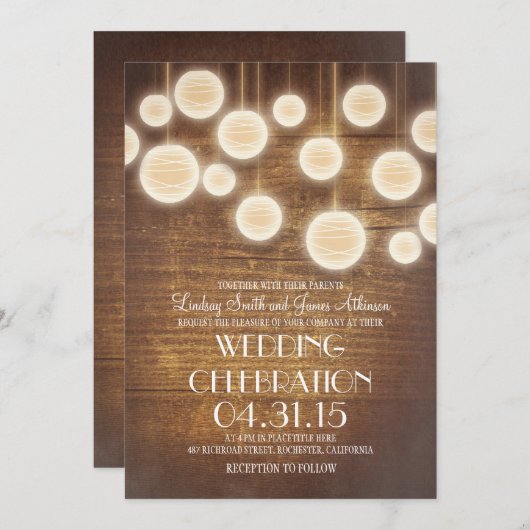 Lantaarns rustieke land bruiloft uitnodiging (Voorkant / Achterkant)