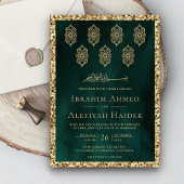 lantaarns smaragd groen gouden moslim bruiloft kaart