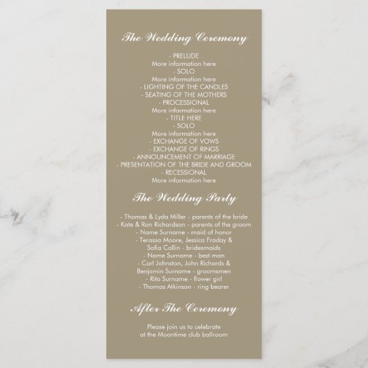 lantaarns stijlvolle bruiloft programma's (Achterkant)