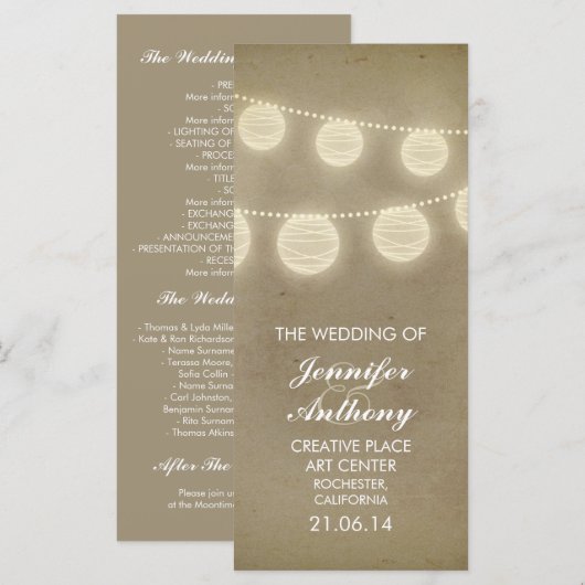 lantaarns stijlvolle bruiloft programma's (Voorkant / Achterkant)