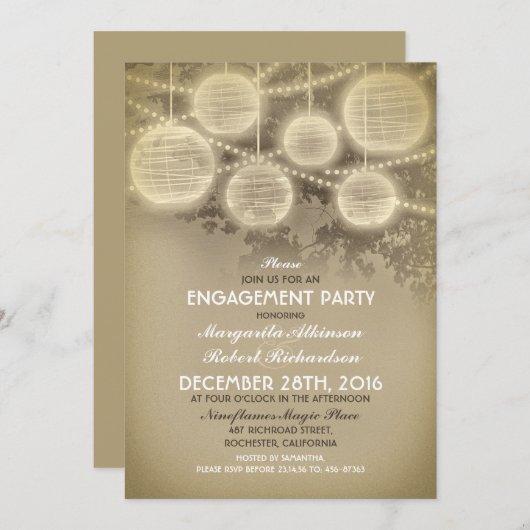 lantaarns verlovingsfeest uitnodigingen (Voorkant / Achterkant)