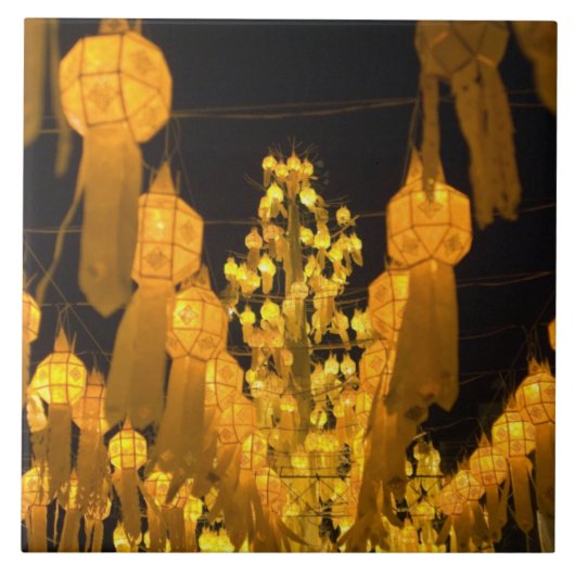 Lantaarns voor het Loi Krathong festival. Tegeltje (Voorkant)