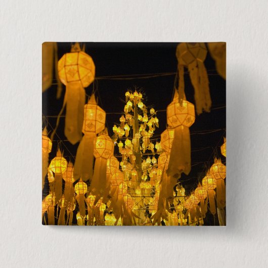 Lantaarns voor het Loi Krathong festival. Vierkante Button 5,1 Cm (Voorkant)