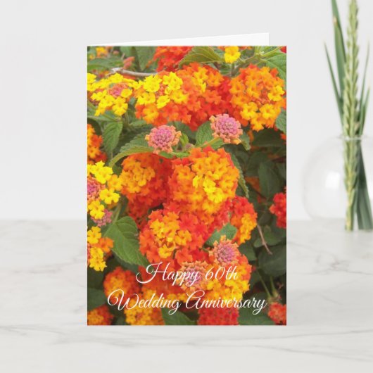 Lantana Personalized 60th Wedding Jubileum Kaart (Voorkant)
