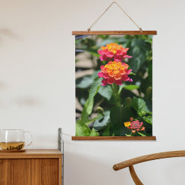 Lantana Roze Oranje Botanische Bloem Fotografisch Hangend Wandkleed