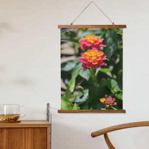 Lantana Roze Oranje Botanische Bloem Fotografisch Hangend Wandkleed