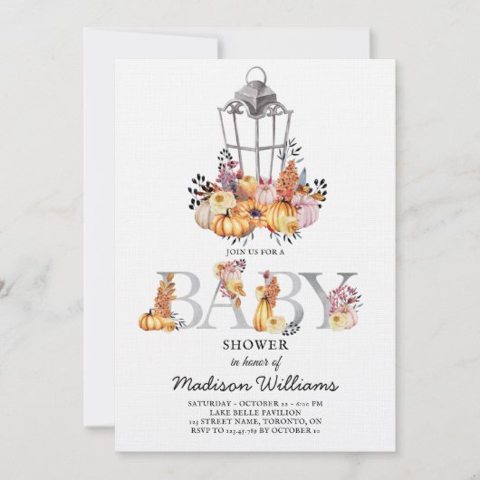 Lantern Baby shower Waterverf herfst Kaart (Voorkant)