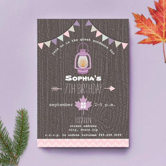 Lantern Camping Outdoor Wilderness Birthday Party Kaart