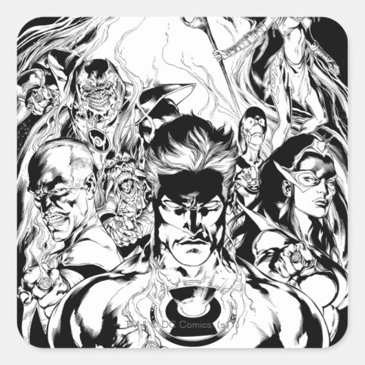 Lantern Corps Group Shot Vierkante Sticker (Voorkant)