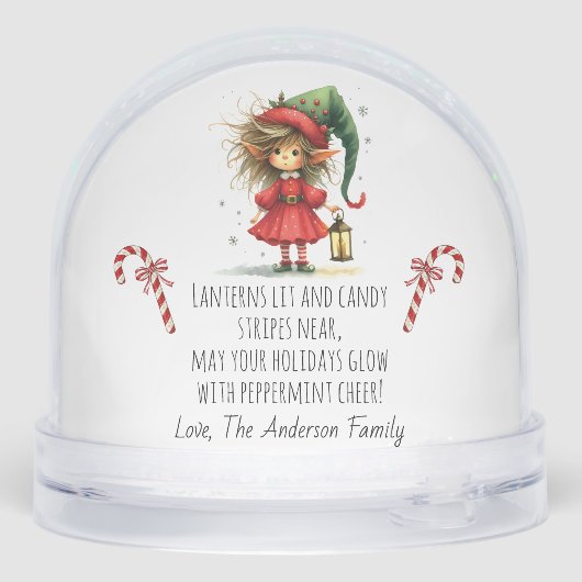 Lantern Elf – Whimsical Christmas Sneeuwbol (Achterkant)