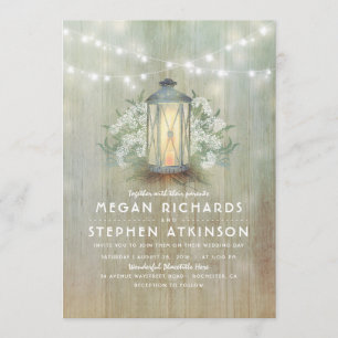 Lantern en Baby's Breath Rustic Summer Wedding Kaart