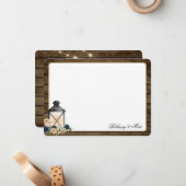 Lantern en Flowers Rustic Dank u Kaart van de Nota Notitiekaartje (Voorkant / Achterkant in situ)