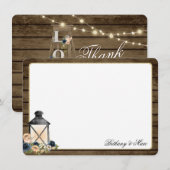 Lantern en Flowers Rustic Dank u Kaart van de Nota Notitiekaartje (Voorkant / Achterkant)