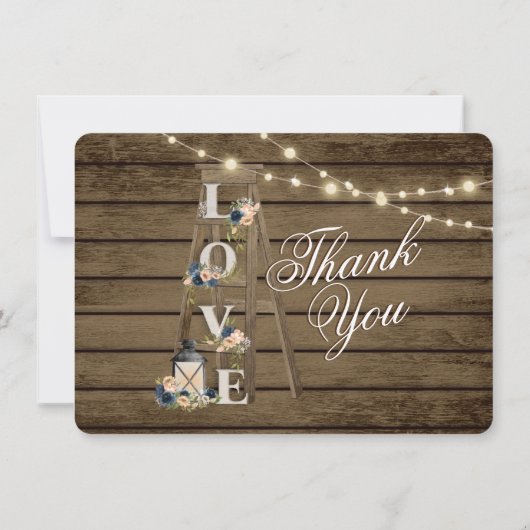 Lantern en Flowers Rustic Dank u Kaart van de Nota Notitiekaartje (Achterkant)