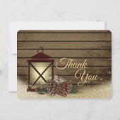 Lantern en Pine Rustic Dank u Bedankkaart (Achterkant)