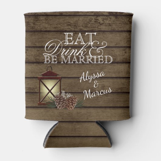 Lantern en Pinecones Schuur Hout Blikjeskoeler (Voorkant)