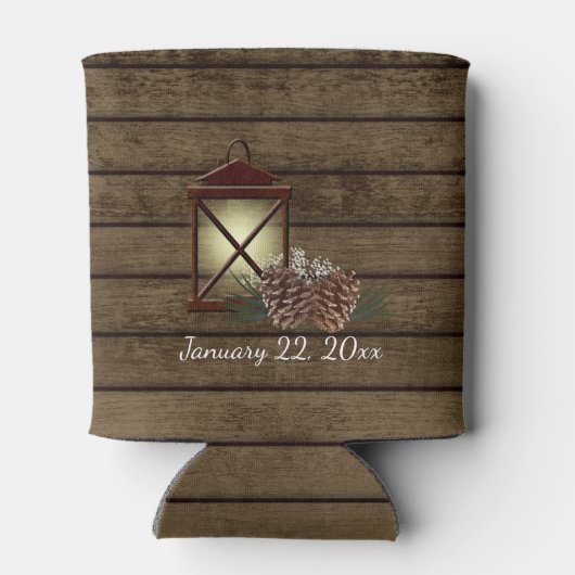 Lantern en Pinecones Schuur Hout Blikjeskoeler (Achterkant)