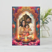 Lantern Glow Diwali Greeting Card Kaart (Staand voorkant)