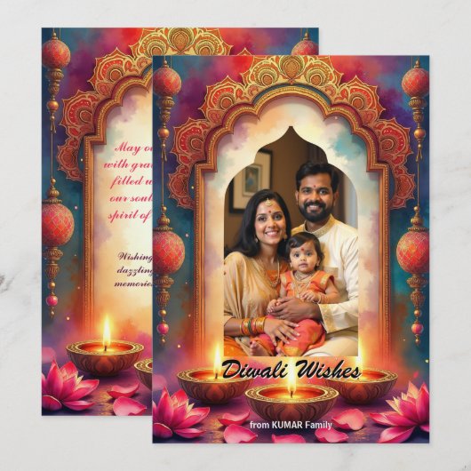 Lantern Glow Diwali Greeting Card Kaart (Voorkant / Achterkant)