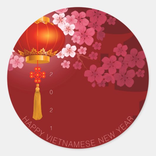 Lantern Hao Dao Happy Vietnamees nieuwjaar RS Ronde Sticker (Voorkant)