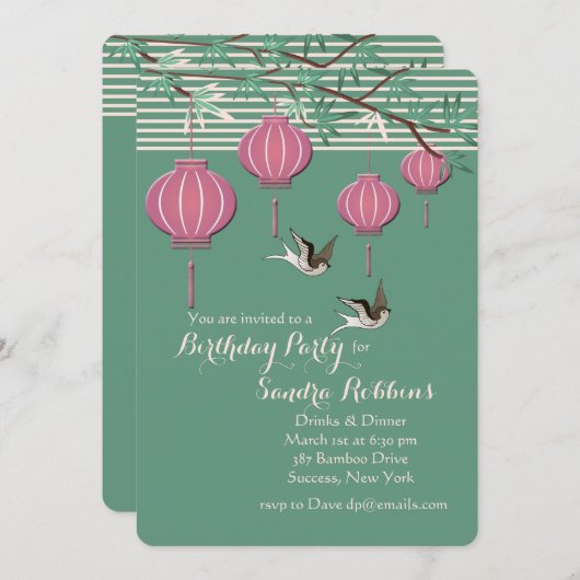 Lantern Invitation Kaart (Voorkant / Achterkant)