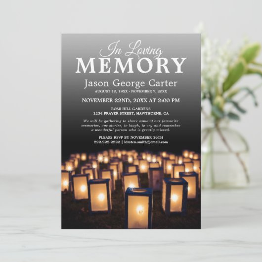 Lantern Memorial Service | Viering van het leven Kaart (Staand voorkant)