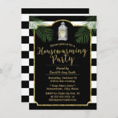 Lantern Modern Stripes Tropische Housewarming Kaart (Voorkant / Achterkant)