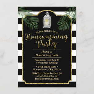 Lantern Modern Stripes Tropische Housewarming Kaart