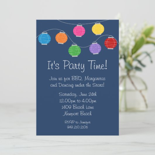 Lantern Party Invitation Kaart (Staand voorkant)