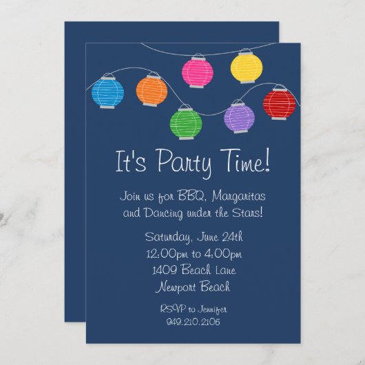 Lantern Party Invitation Kaart (Voorkant / Achterkant)