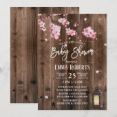  Lantern Pink Floral Barn Wood Baby shower Kaart (Voorkant / Achterkant)