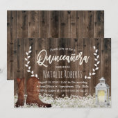 Lantern Rustic Floral Cowgirl Barn Quinceanera 15 Kaart (Voorkant / Achterkant)