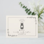  Lantern Rustic Wedding RSVP-kaart RSVP Kaartje (Staand voorkant)