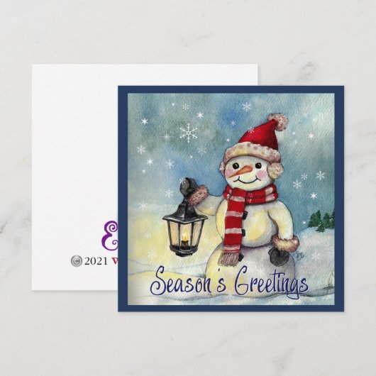 Lantern Snow Man Feestdagenkaart (Voorkant / Achterkant)