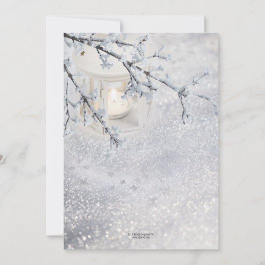 Lantern Sparking Snow Winter Weddenschap Kaart (Achterkant)