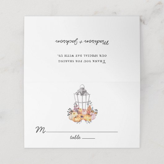 Lantern Waterverf Wedding Personalized Plaatskaartje (Buitenkant ongevouwen)