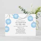 Lantern Wedding Invitation in Blue Kaart (Staand voorkant)