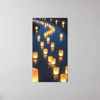 lanterns emitted a warm glow canvas afdruk