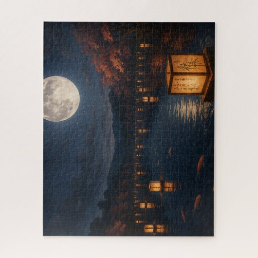 Lanterns on the River Beneath the Full Moon Legpuzzel (Verticaal)