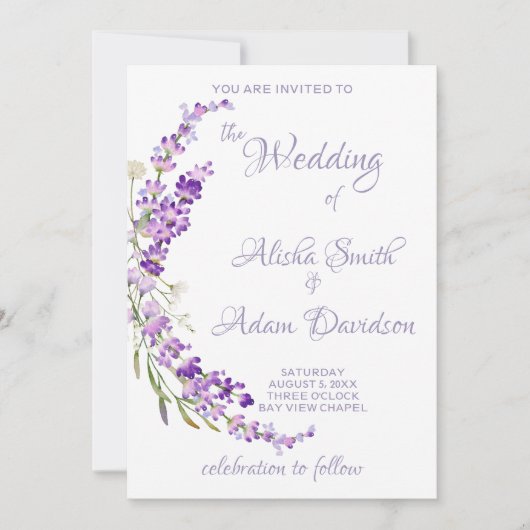 Lanvender Bouquet Wedding Invitation Kaart (Voorkant)