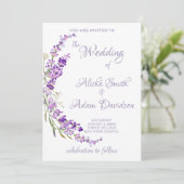 Lanvender Bouquet Wedding Invitation Kaart (Staand voorkant)