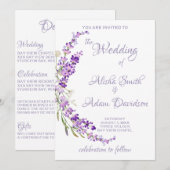 Lanvender Bouquet Wedding Invitation Kaart (Voorkant / Achterkant)