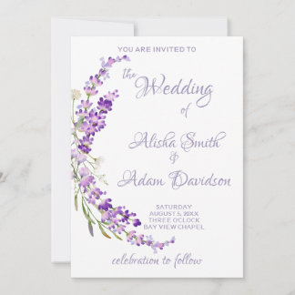 Lanvender Bouquet Wedding Invitation Kaart