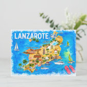 Lanzarote Canarische Eilanden Spanje Geïllustreerd Kaart (Staand voorkant)