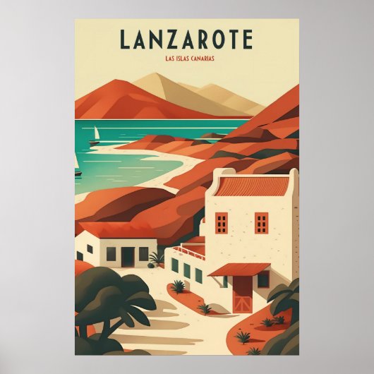Lanzarote Canary Islands Vintage Travel Art Poster (Voorkant)