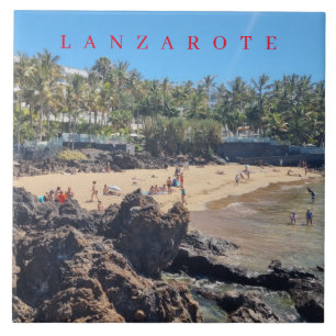Lanzarote Puerto del Carmen strand keramische tege Tegeltje