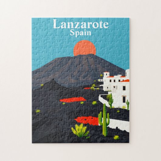 Lanzarote, Spain Vintage Travel Volcanic Landscape Legpuzzel (Verticaal)