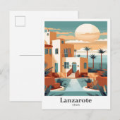 Lanzarote Spanje Art Travel Portret Illustratie Briefkaart (Voorkant / Achterkant)
