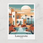 Lanzarote Spanje Art Travel Portret Illustratie Briefkaart (Voorkant)